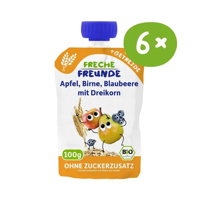 freche-freunde-quetschies-apfel-birne-blaubeere-dreikorn-mus image 1