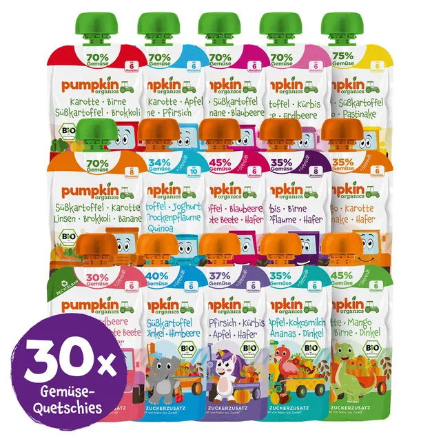 pumpkin-organics-bio-gem-se-quetschies-probierpaket-30er-ohne-zuckerzusatz image 1