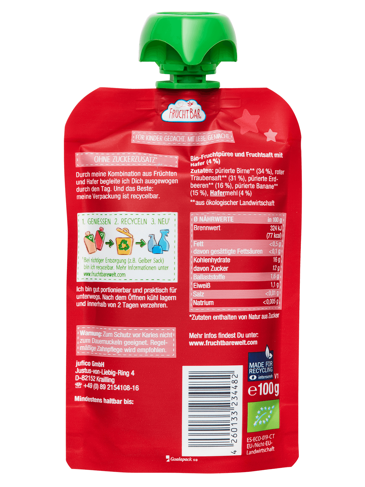 fruchtbar-bio-quetschie-kleiner-schatz-erdbeere-hafer-quetschbeutel image 3