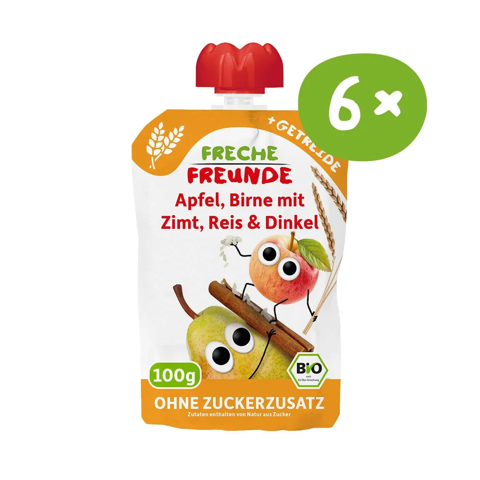 freche-freunde-quetschie-apfel-birne-zimt-reis-dinkel-bio image 1