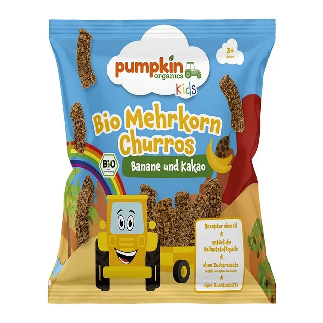 pumpkin-organics-bio-knabbersnacks-mehrkorn-churros-banane-kakao-8er-pack image 1