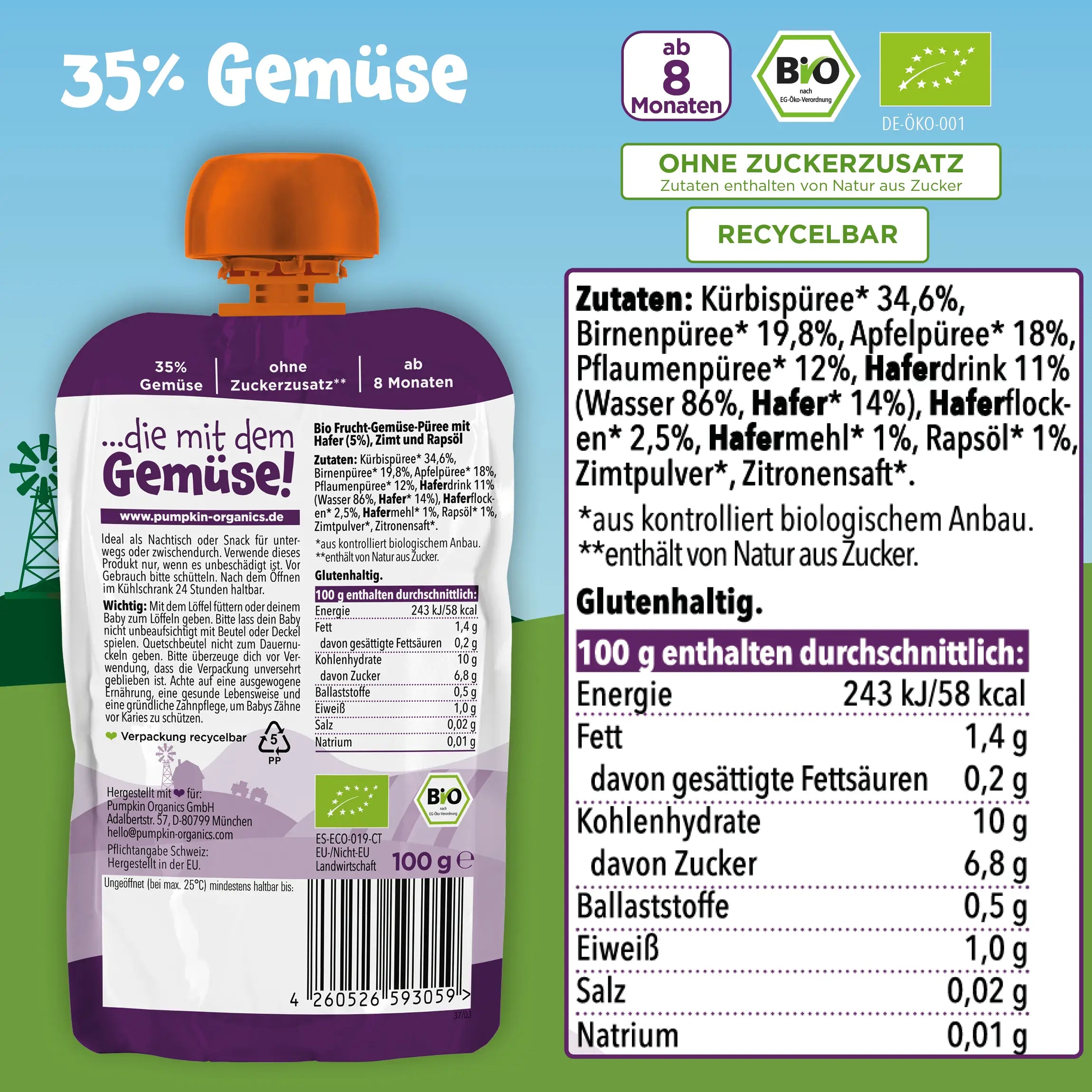 pumpkin-organics-bio-quetschie-k-rbis-birne-hafer-8er-pack image 8