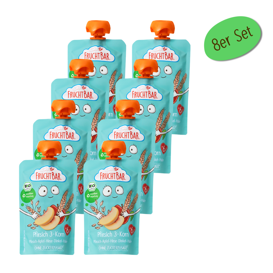 fruchtbar-bio-quetschie-pfirsich-3-korn-getreidequetschie-ab-6-m image 1