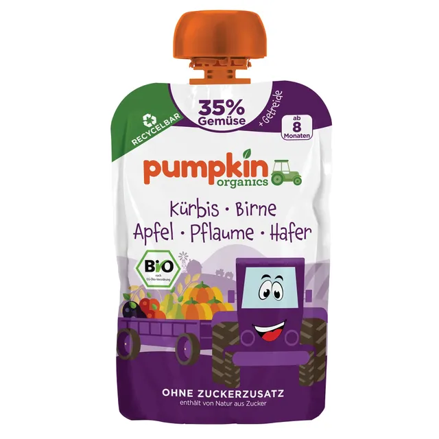 pumpkin-organics-bio-quetschie-k-rbis-birne-hafer-8er-pack image 1