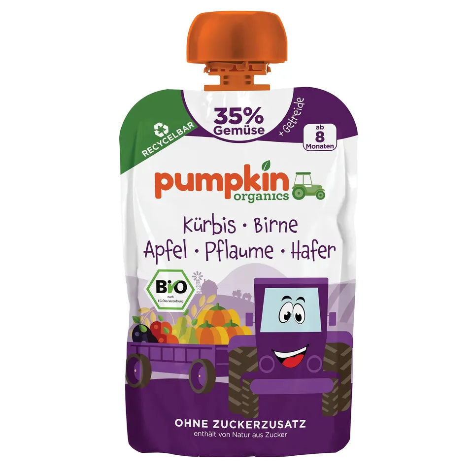 pumpkin-organics-bio-quetschie-k-rbis-birne-hafer-8er-pack image 1