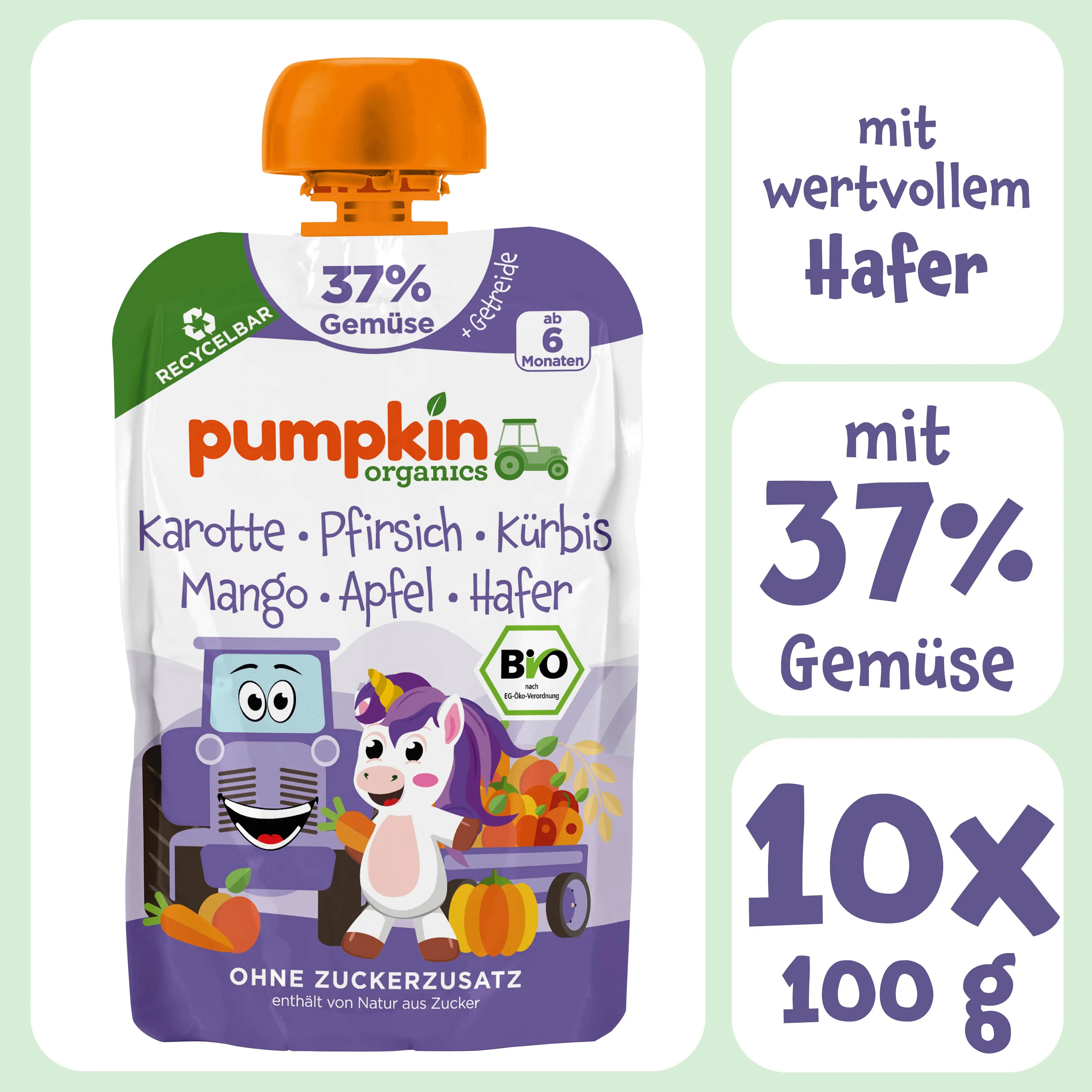 pumpkin-organics-bio-quetschie-karotte-pfirsich-hafer-10er-pack image 2