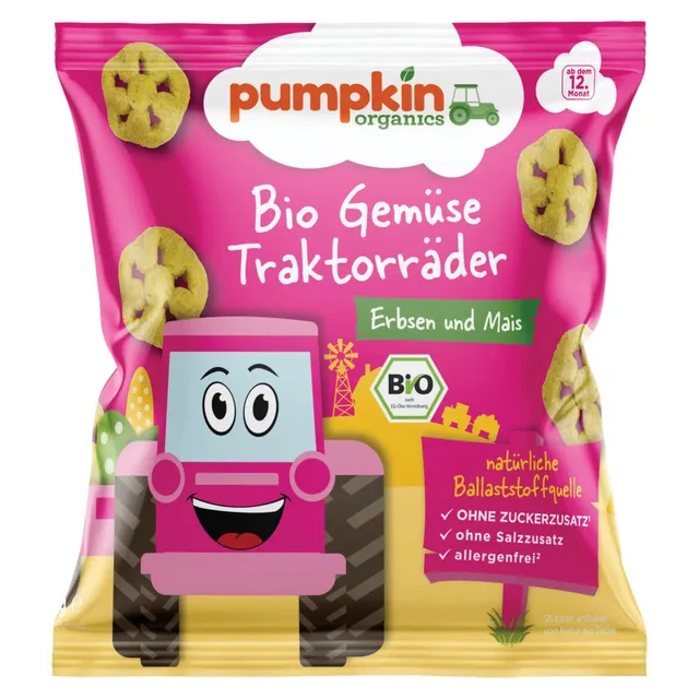 pumpkin-organics-traktorr-der-erbse-mais-snack-8er-pack image 1