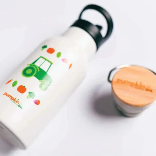 pumpkin-organics-trinkflasche-edelstahl-kikadu-mit-2-deckeln image 1
