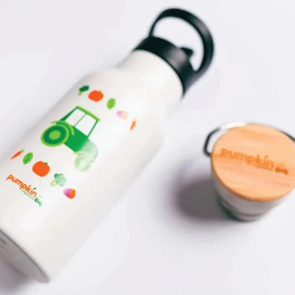 pumpkin-organics-trinkflasche-edelstahl-kikadu-mit-2-deckeln image 1