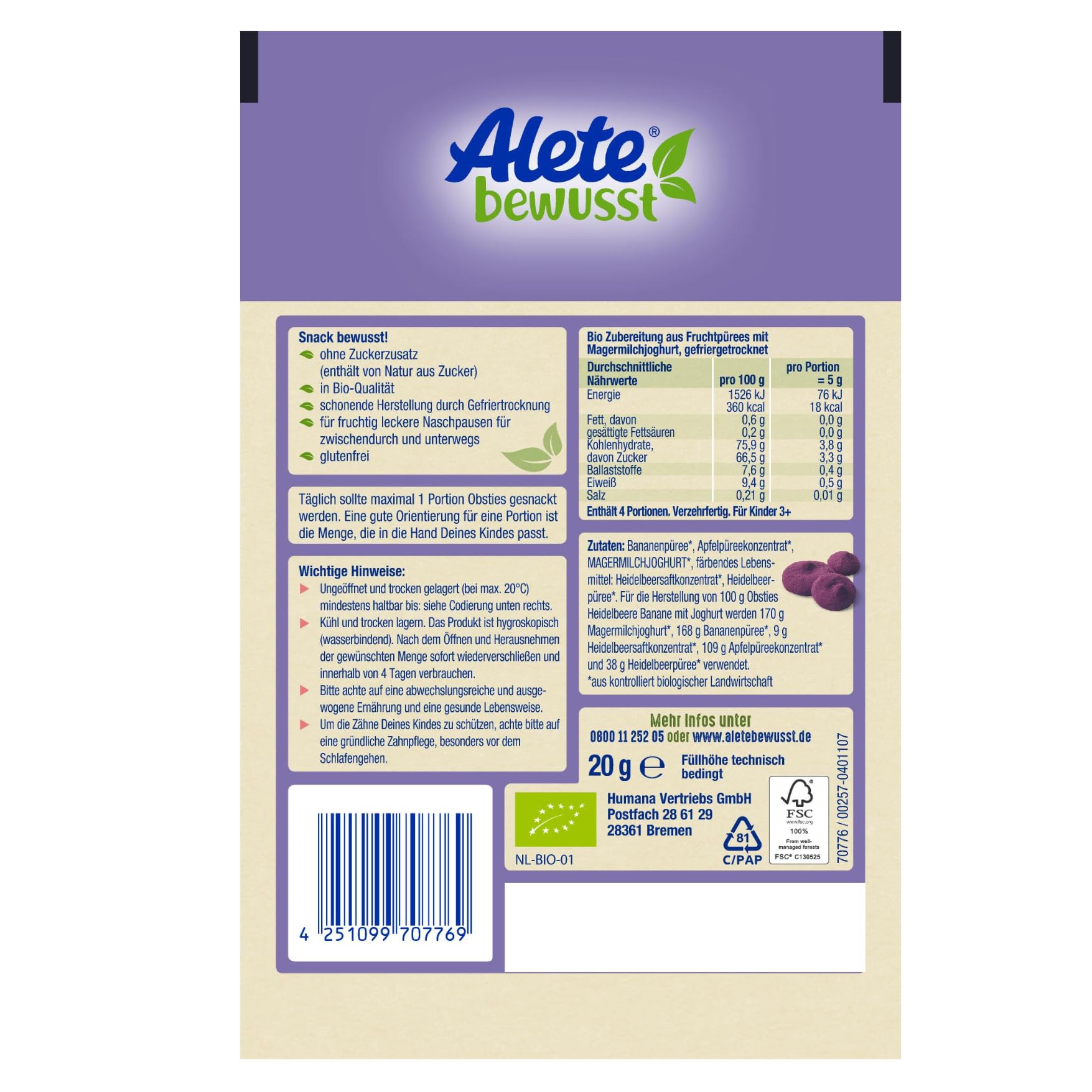 alete-obsties-heidelbeere-banane-joghurt-fruchtchips-5x20g image 2