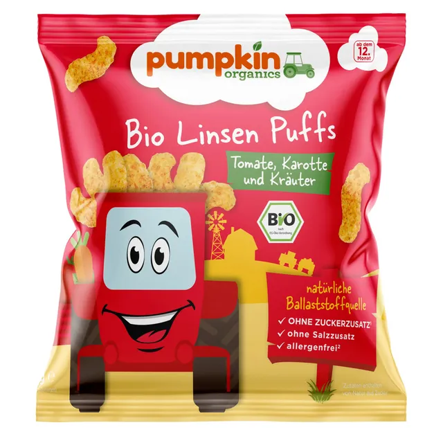 pumpkin-organics-bio-knabbersnacks-linsen-puffs-tomate-8er-pack image 1