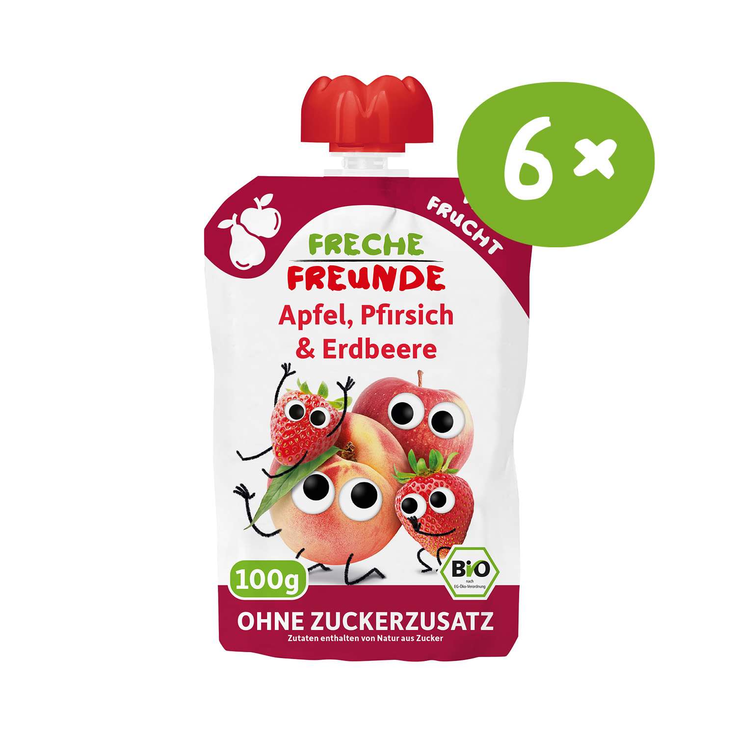 freche-freunde-quetschie-apfel-pfirsich-erdbeere-ohne-zuckerzusatz image 1