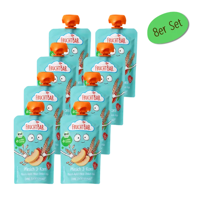fruchtbar-bio-quetschie-pfirsich-3-korn-getreidequetschie-ab-6-m image 1