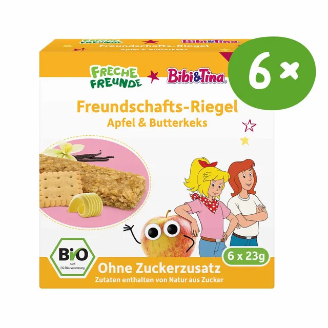 freche-freunde-riegel-apfel-butterkeks-bibi-tina-bio-vollkorn image 1